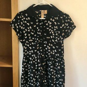 Black Collared Butterfly Dress